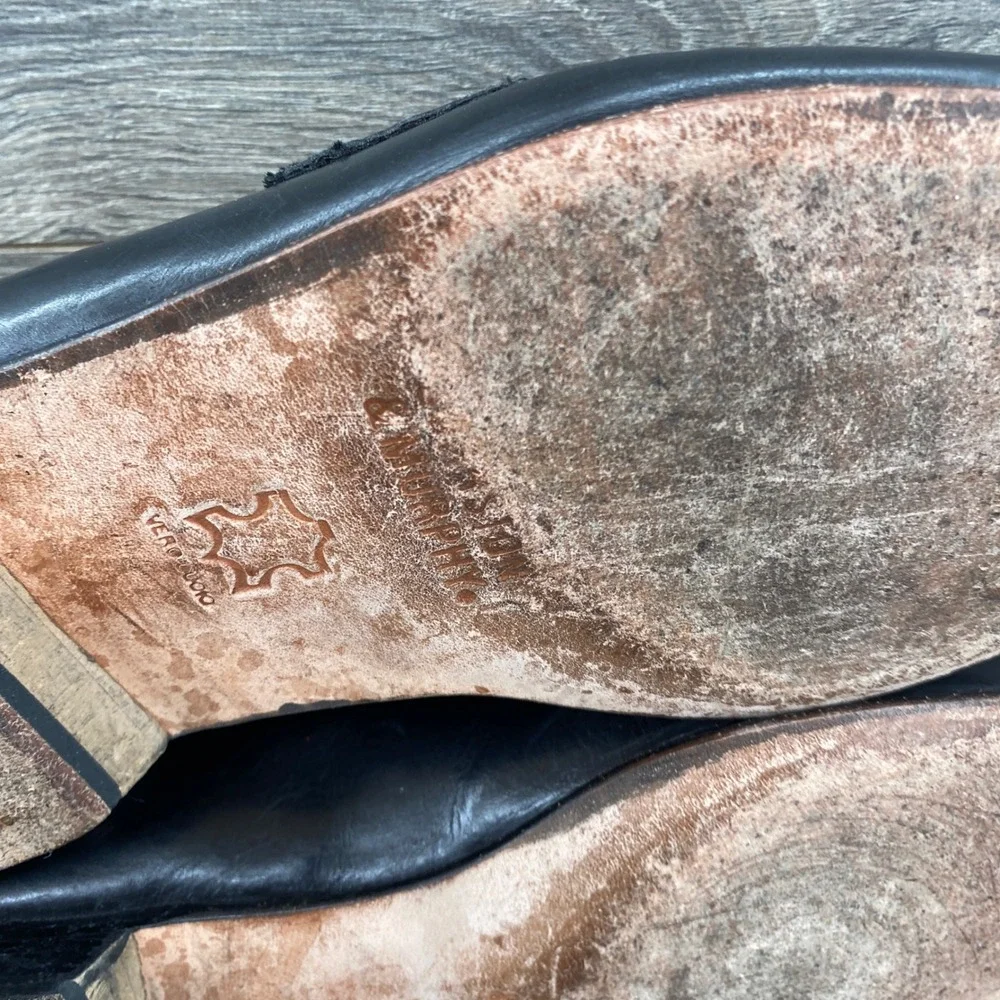 Johnston & Murphy Tassel Kiltie Loafers Mens 8 Black Leather Whipstitch Dress